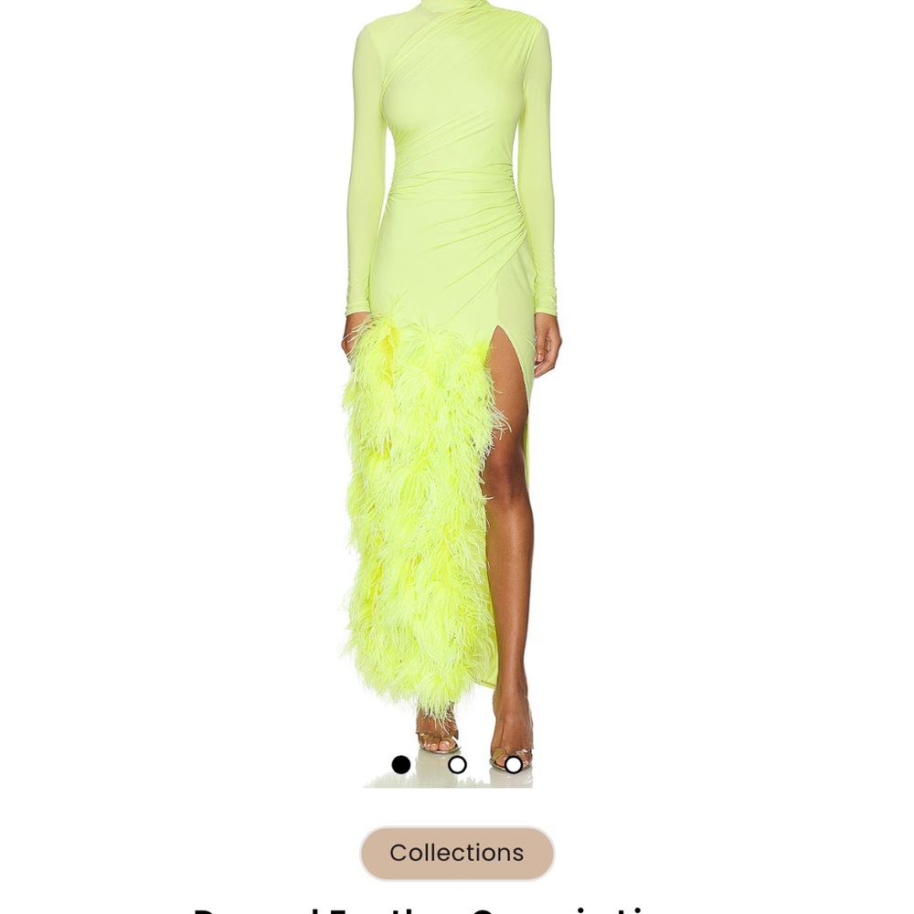 Lime Green Embellished Bodycon Dress with Slit